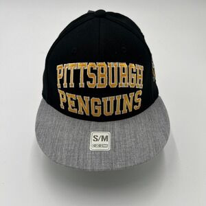 CCM Adidas Pittsburgh Penguins NHL Fitted Hat Black Grey Gold S/M‎ NEW